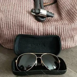 CHANEL | Accessories | Chanel Gold Quilted Leather Aviator  display picture 3
